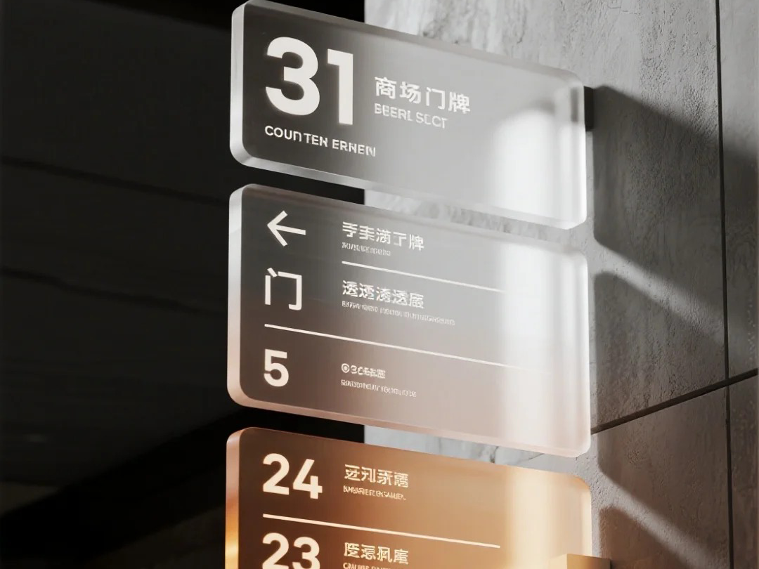 Directional signs of extruded acrylic
